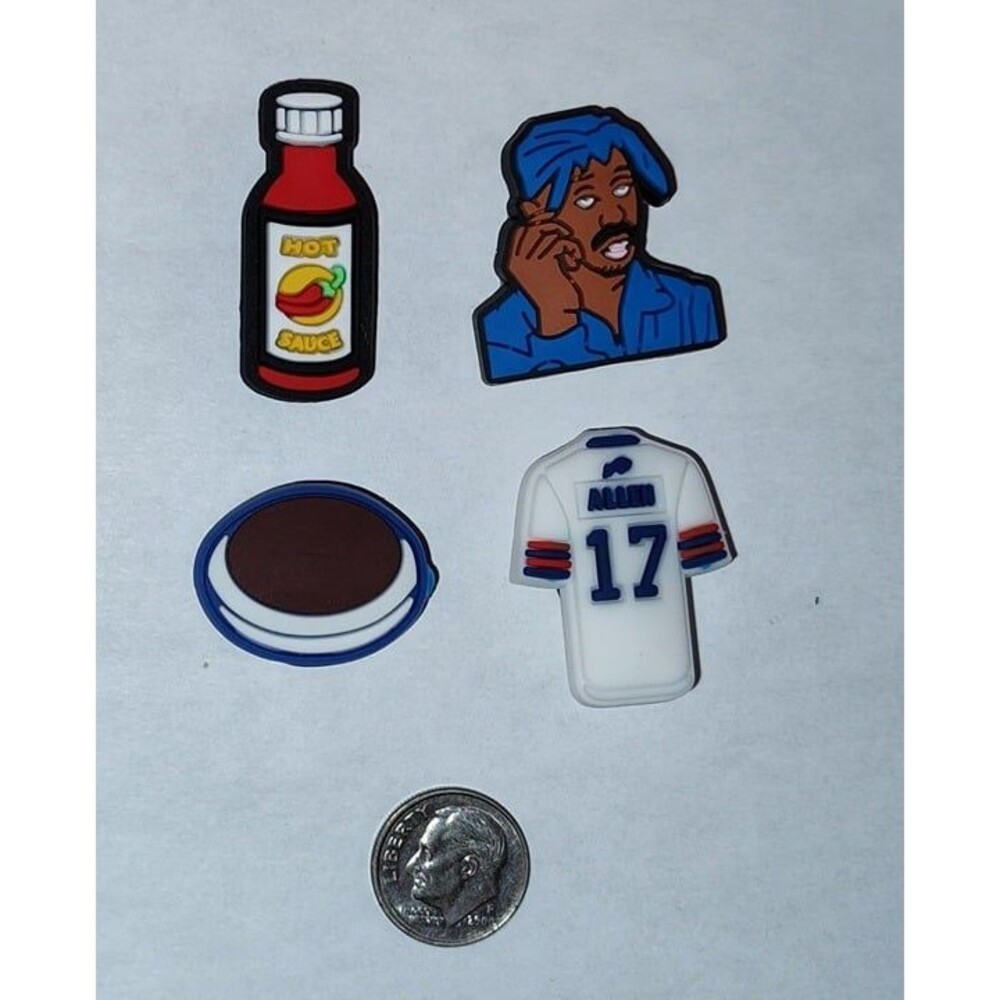 Assortment of Shoe Charms Lot 4 Pieces Tupac Allen Hot Sauce